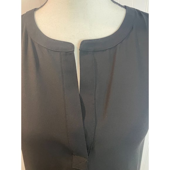 Ann Taylor Loft Black Sleeveless Split-Neck Blouse S - Picture 5 of 12